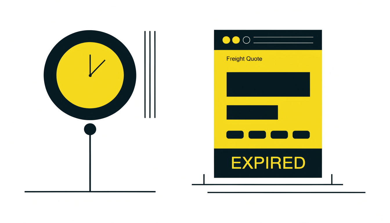 Illustration of a clock beside a document headed 'Freight Quote' stamped EXPIRED.